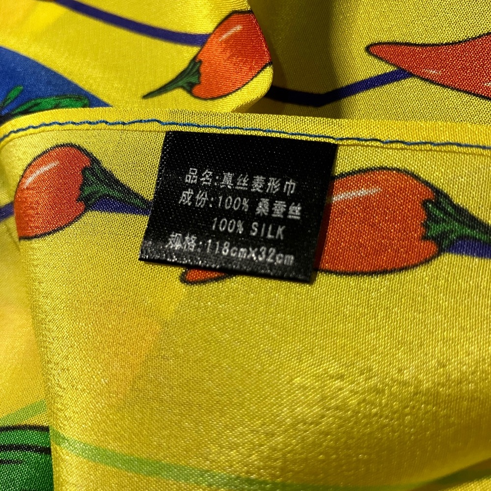 100% silk scarf diamond shape vegitables